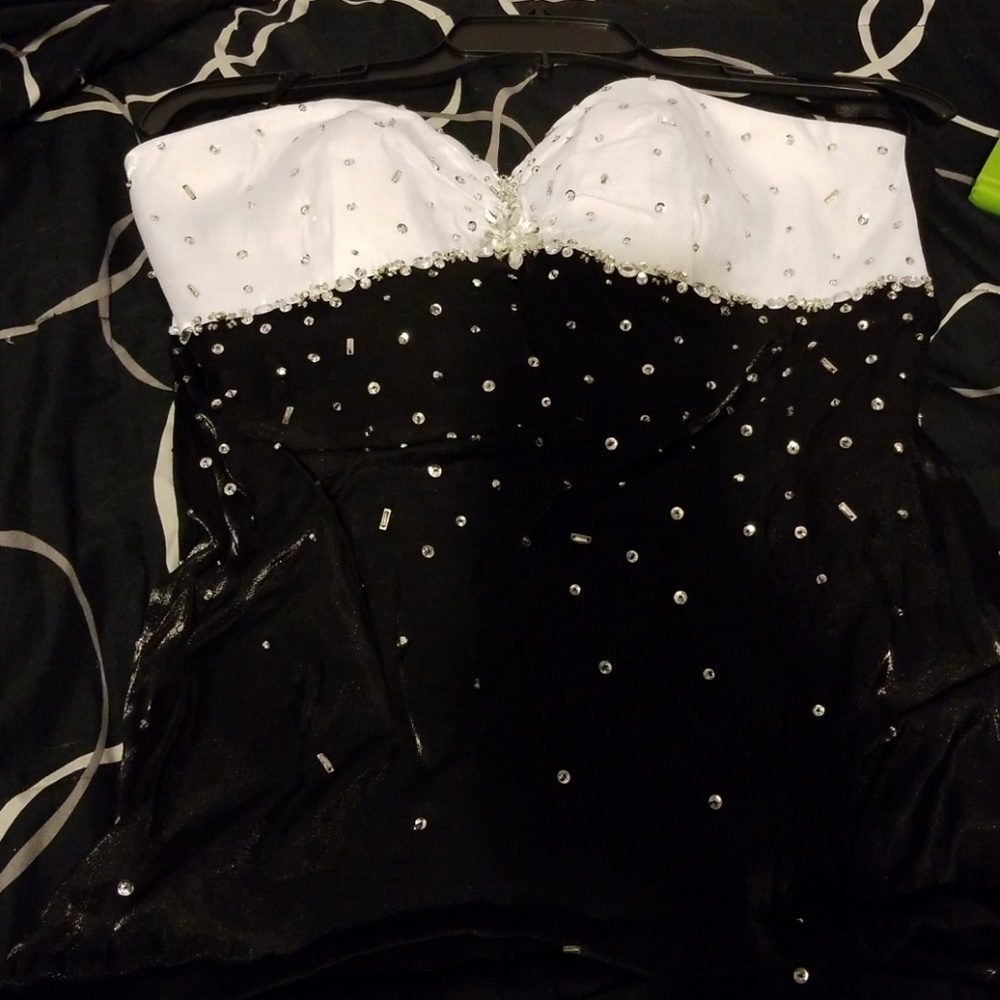 Black and white gown